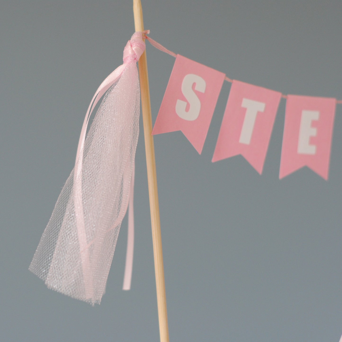 
                  
                    Pink tulle and pink satin ribbon tassels on Name cake topper for ballet theme birthday | personalized cake toppers by Avalon Sunshine
                  
                