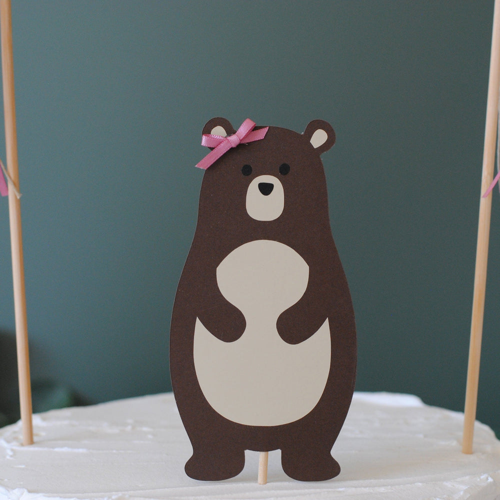 
                  
                    Brown Bear cake topper with pink bow for birthday cake | personalized cake toppers by Avalon Sunshine
                  
                