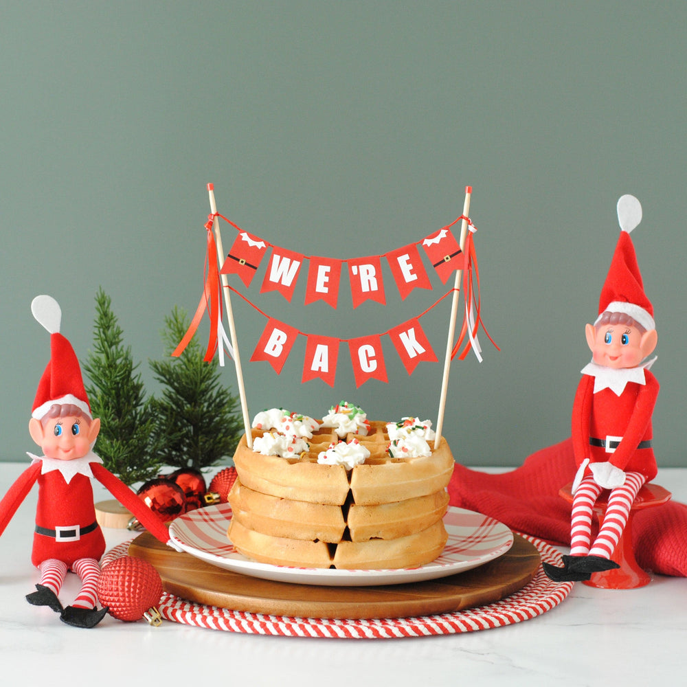 we're back cake topper for christmas elf welcome back breakfast | cake toppers by Avalon Sunshine