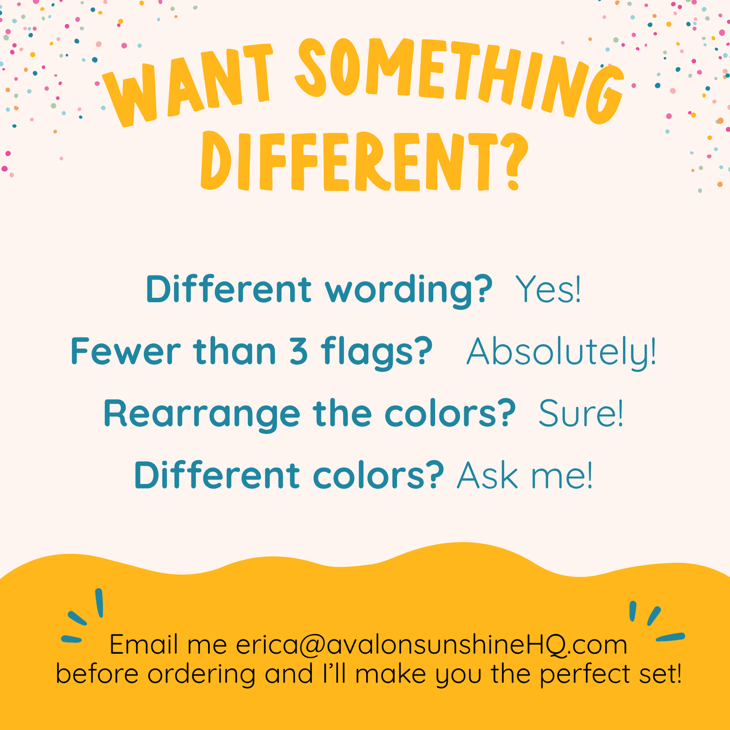 
                  
                    Options for customizing felt flag cake topper sets.
                  
                