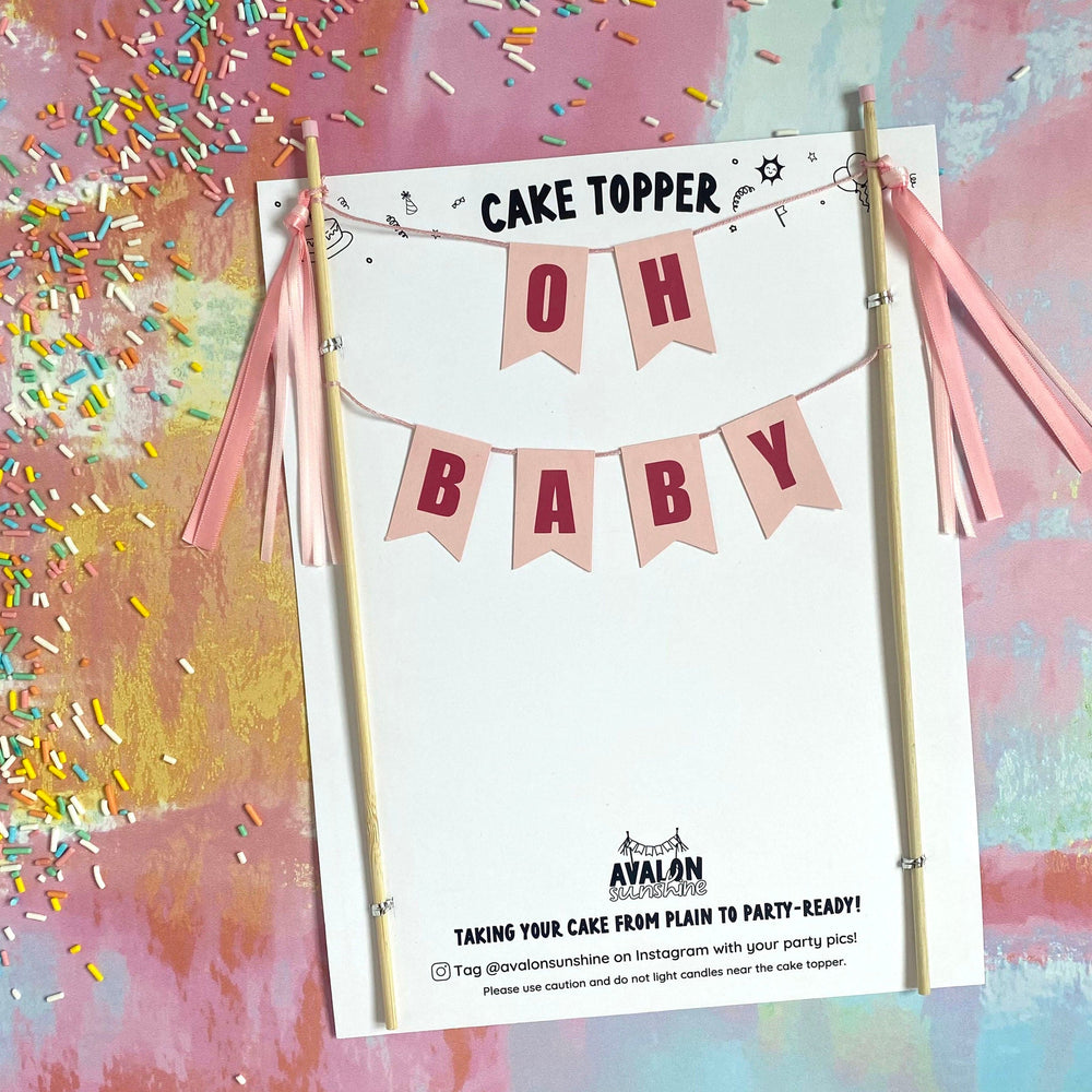 
                  
                    OH BABY theme baby shower cake topper for girls in light pink | cake toppers by Avalon Sunshine
                  
                