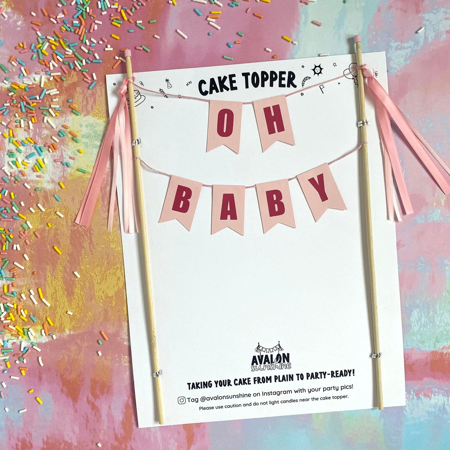 
                  
                    OH BABY theme baby shower cake topper for girls in light pink | cake toppers by Avalon Sunshine
                  
                