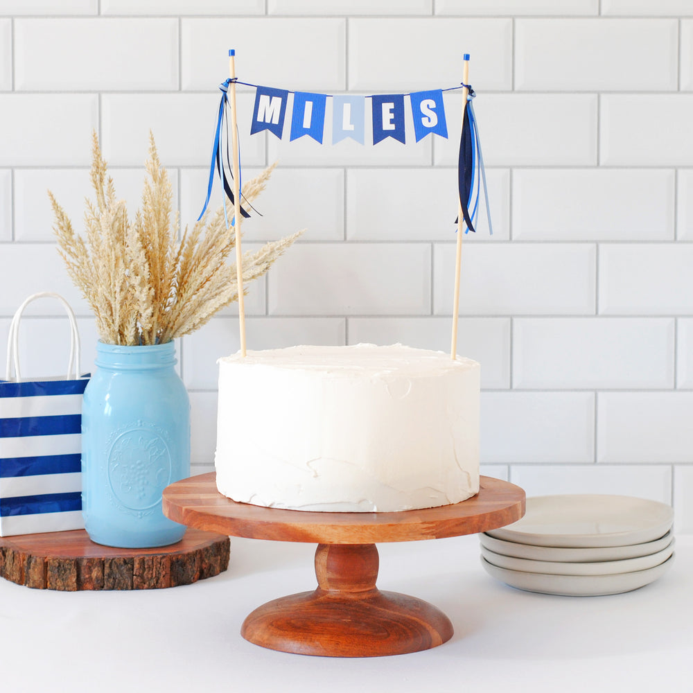 Blue Personalized Name Cake Topper for birthday cake