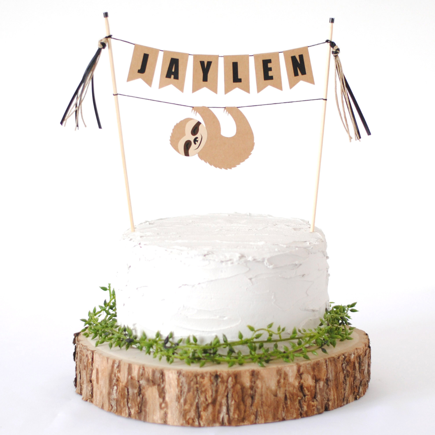 Sloth Birthday cake topper with personalized name banner | cake toppers by Avalon Sunshine