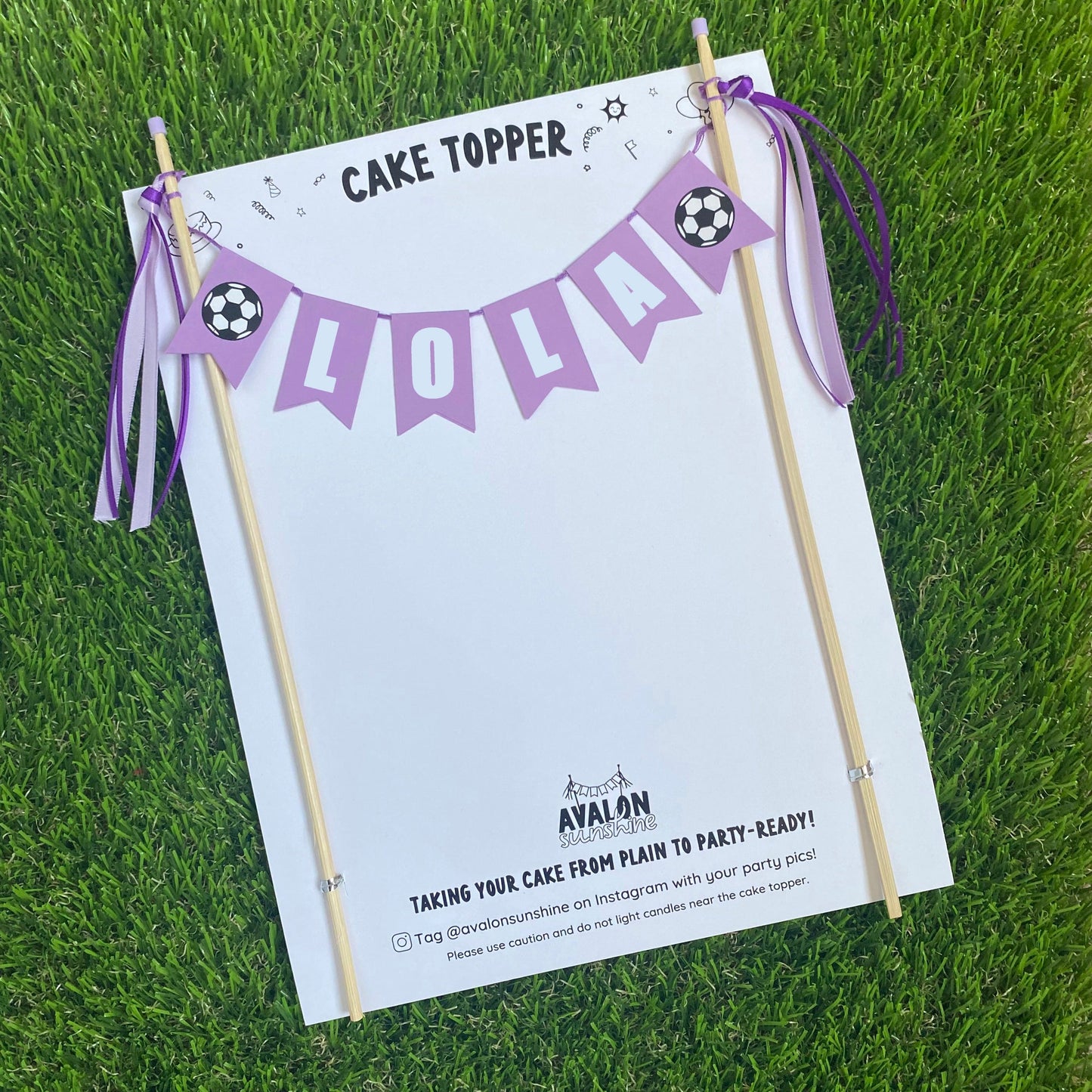 
                  
                    Purple soccer theme birthday cake topper for kids | personalized cake toppers by Avalon Sunshine
                  
                