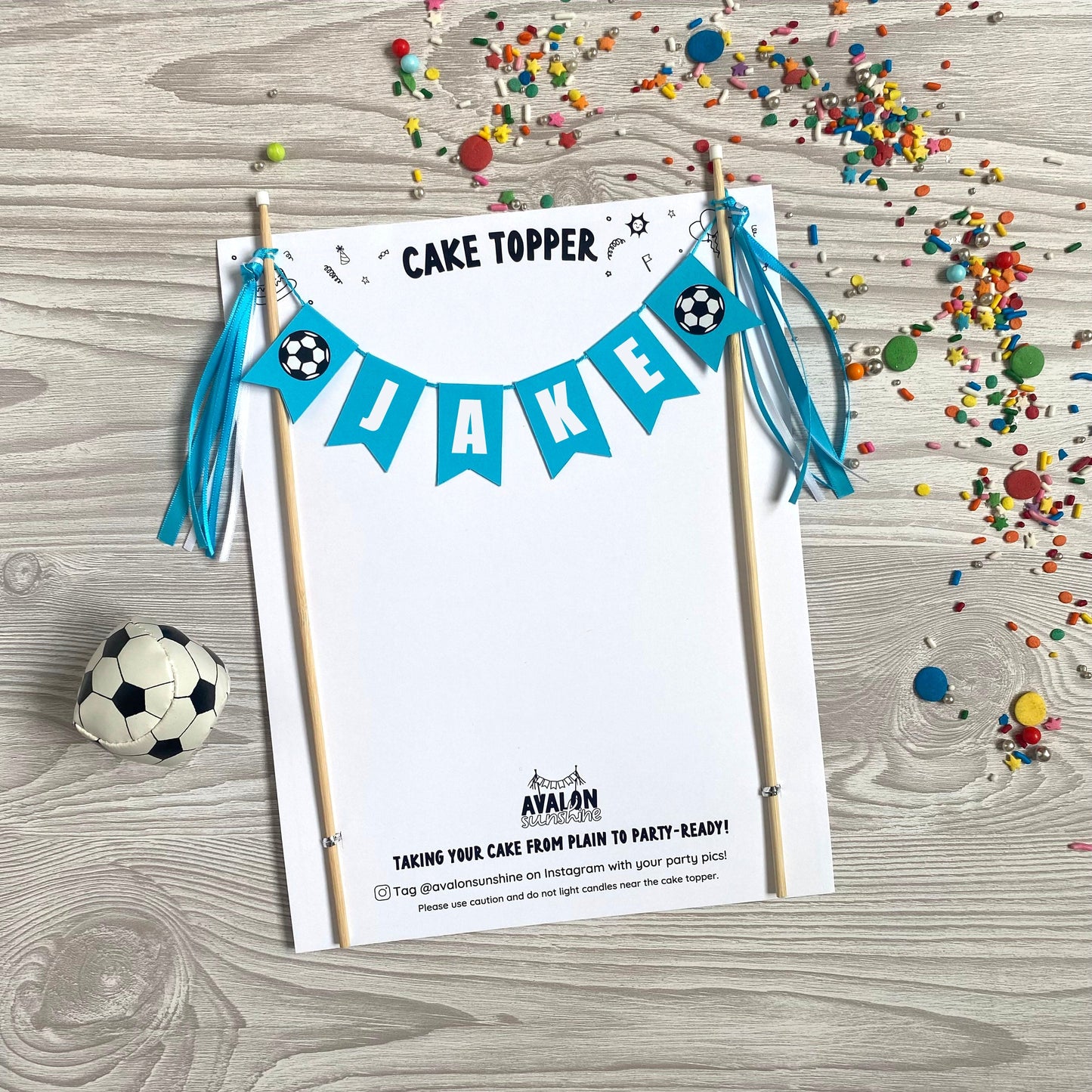 
                  
                    turquoise soccer theme birthday cake topper with name | personalized cake toppers by Avalon Sunshine
                  
                