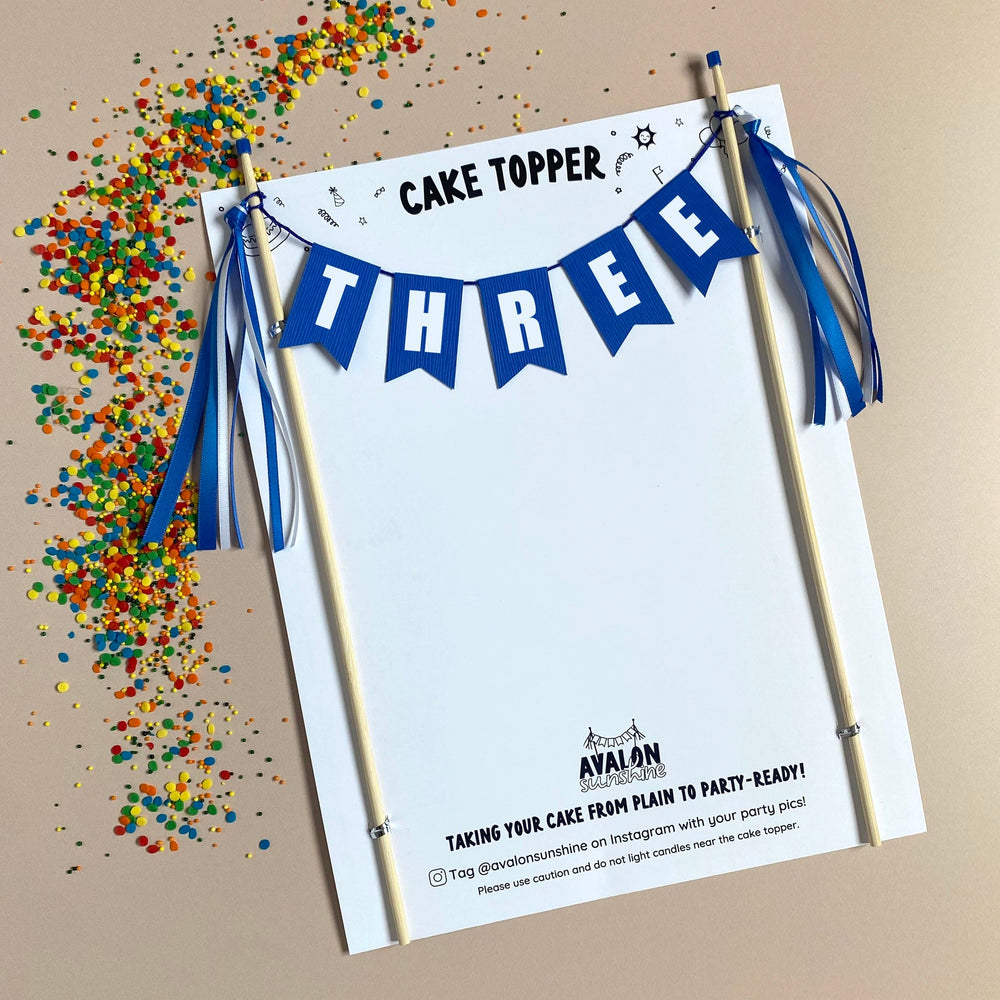 
                  
                    royal blue THREE birthday cake topper for 3rd birthday  | cake toppers by Avalon Sunshine
                  
                