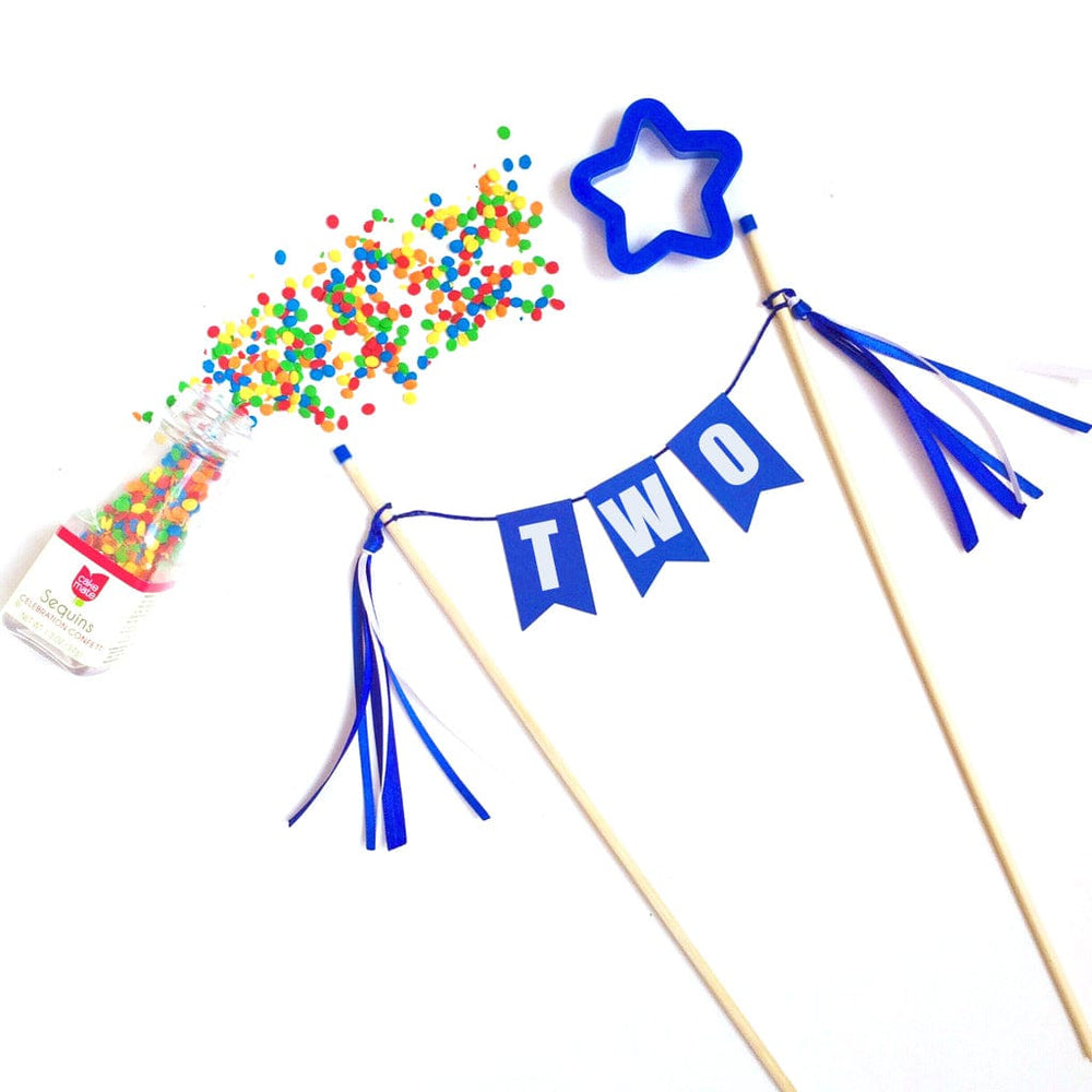 
                  
                    TWO cake topper for 2nd birthday royal blue with ribbon tassels | cake topper by Avalon Sunshine
                  
                