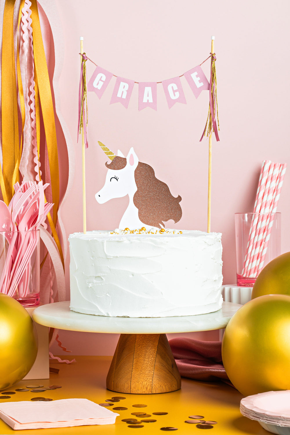 Magical Unicorn Cake Topper — Shimmer & Confetti