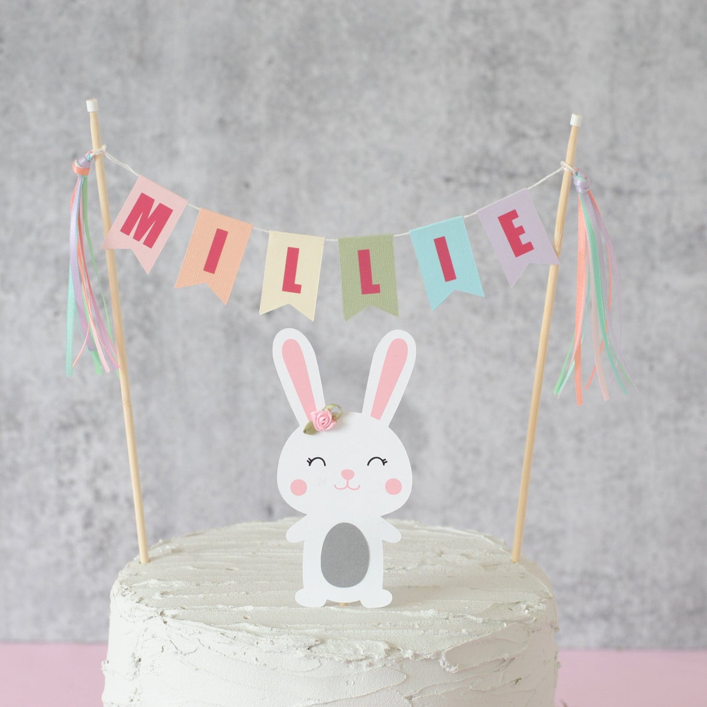 1st Birthday Cake With Bunny Topper - Mel's Amazing Cakes