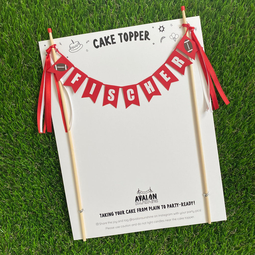 
                  
                    football theme cake topper personalized  with name red and white |  Avalon Sunshine
                  
                