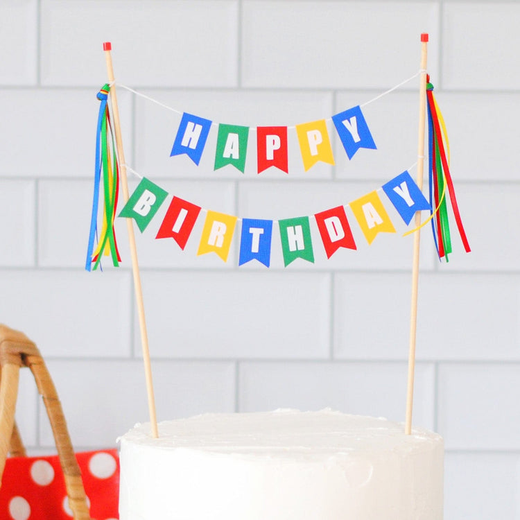 HAPPY BIRTHDAY Cake Topper (Bright and Playful Colors) – Avalon Sunshine