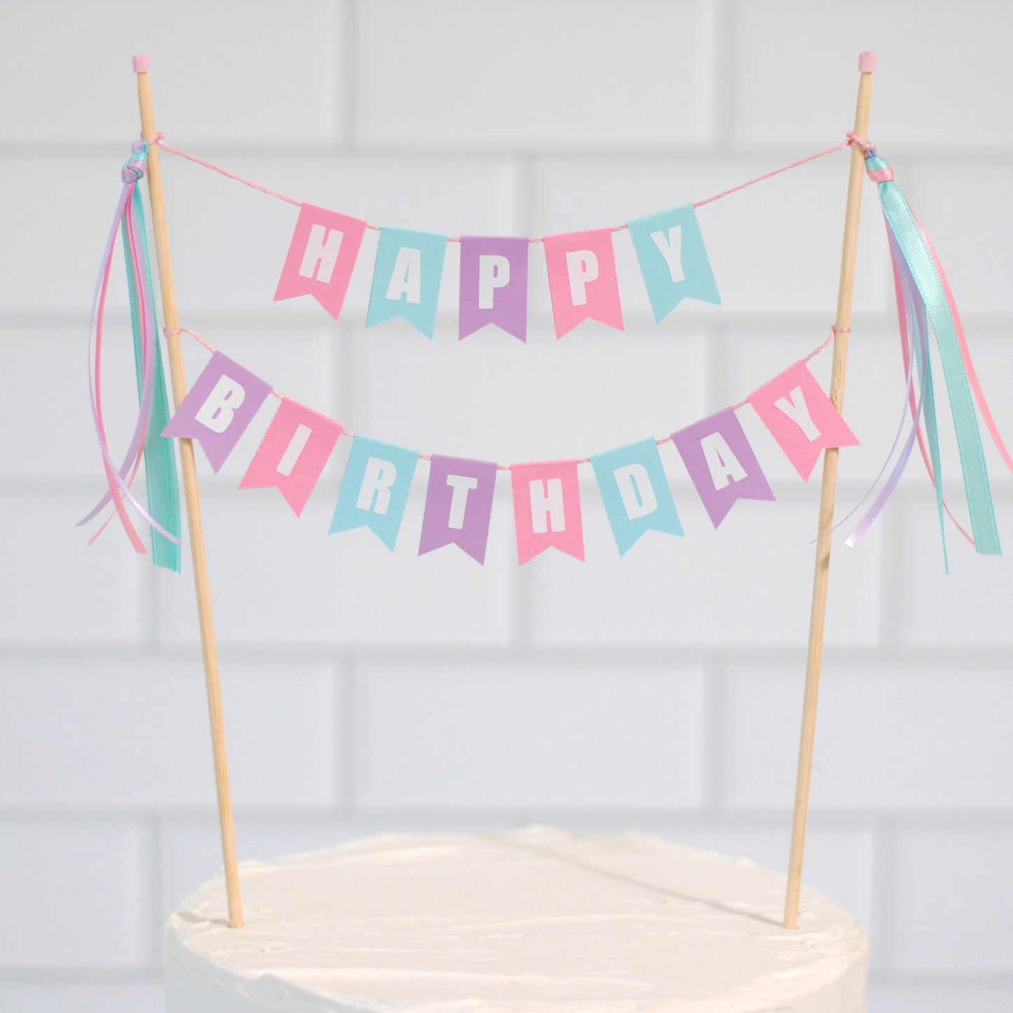 HAPPY BIRTHDAY Cake Topper (Cotton Candy Colors) – Avalon Sunshine