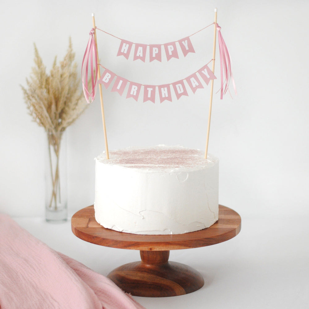 HAPPY BIRTHDAY cake topper in dusty rose | cake toppers by Avalon Sunshine