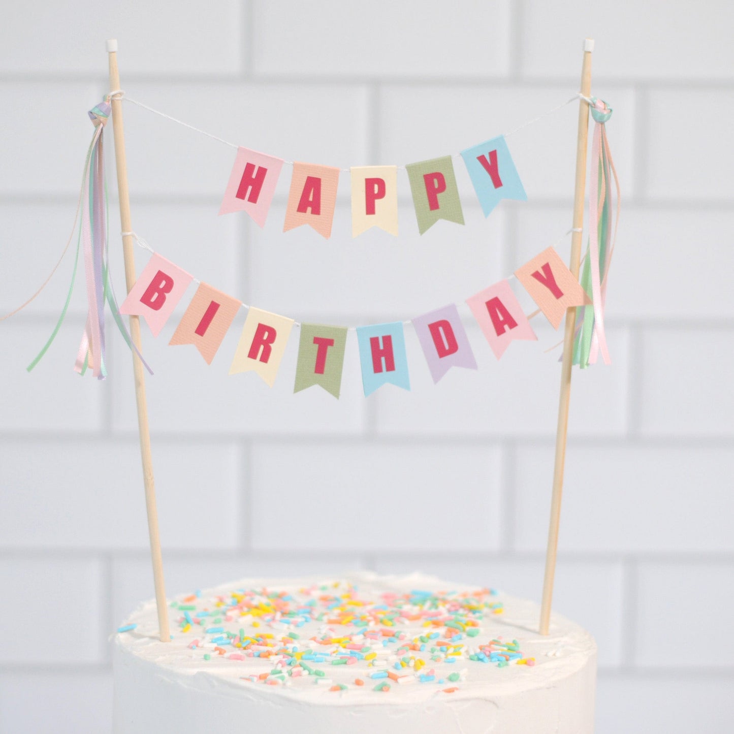 
                  
                    pastel rainbow HAPPY BIRTHDAY cake topper | cake toppers by Avalon Sunshine
                  
                