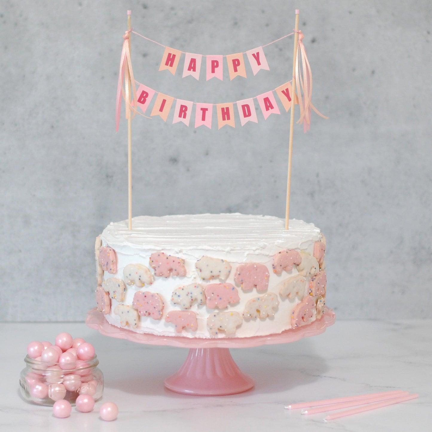 
                  
                    pastel pink and peach HAPPY BIRTHDAY cake topper | cake toppers by Avalon Sunshine
                  
                