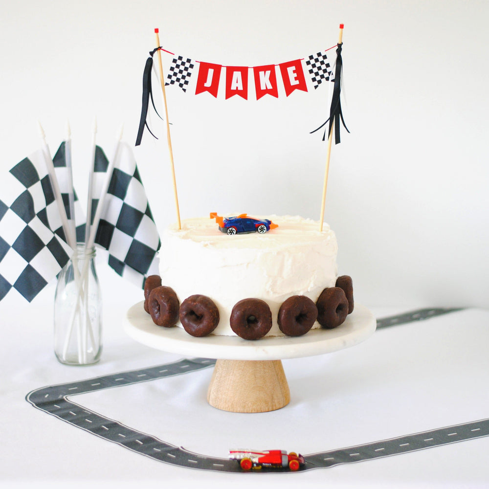 Choco Vanilla Car Track-Number Cake | bakehoney.com