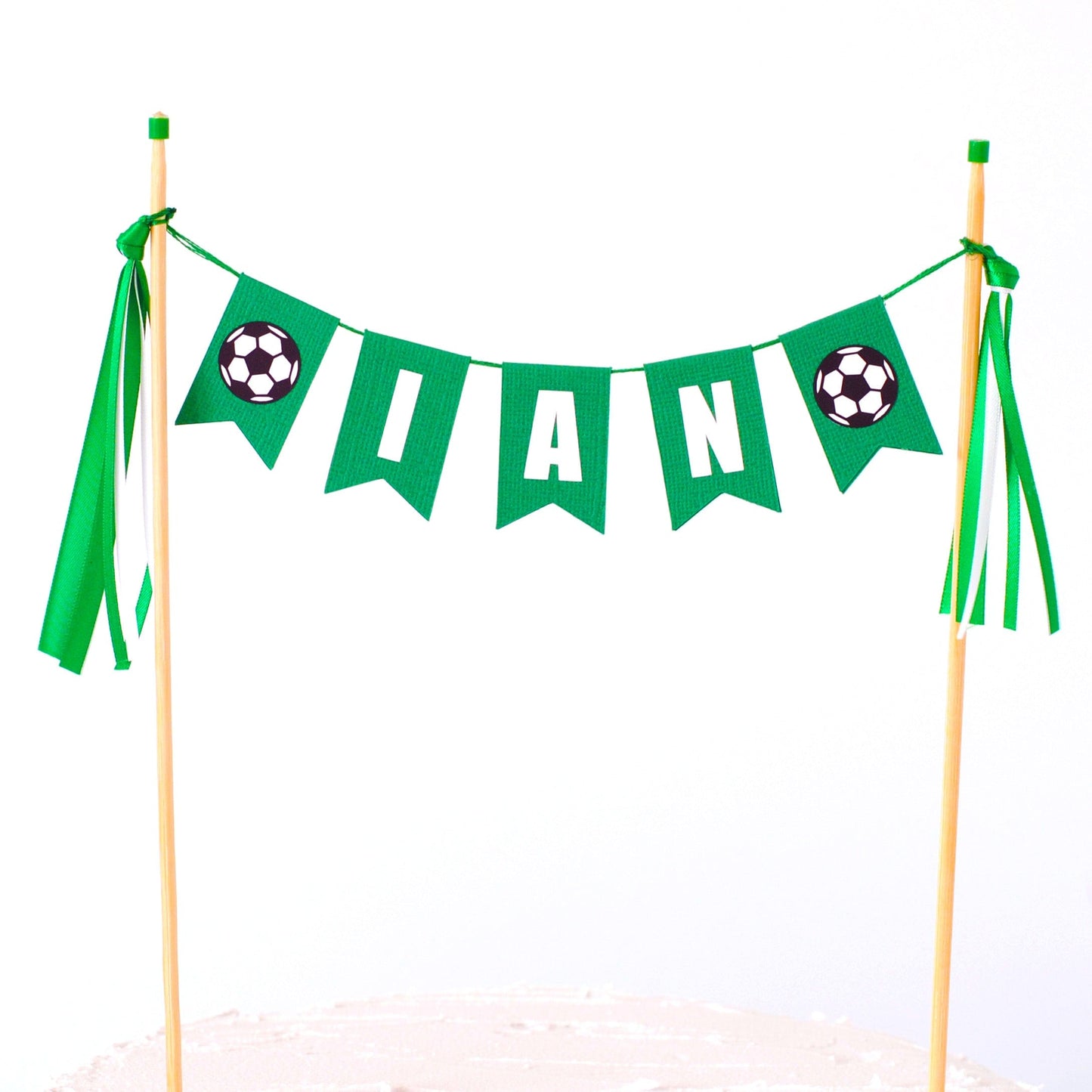 
                  
                    green and white soccer cake topper personalized with name
                  
                