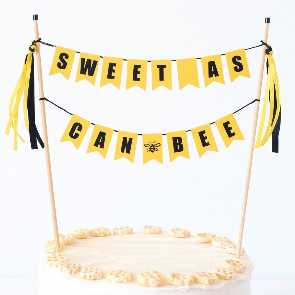 
                  
                    Yellow and Black SWEET AS CAN BEE cake topper | made by Avalon Sunshine
                  
                