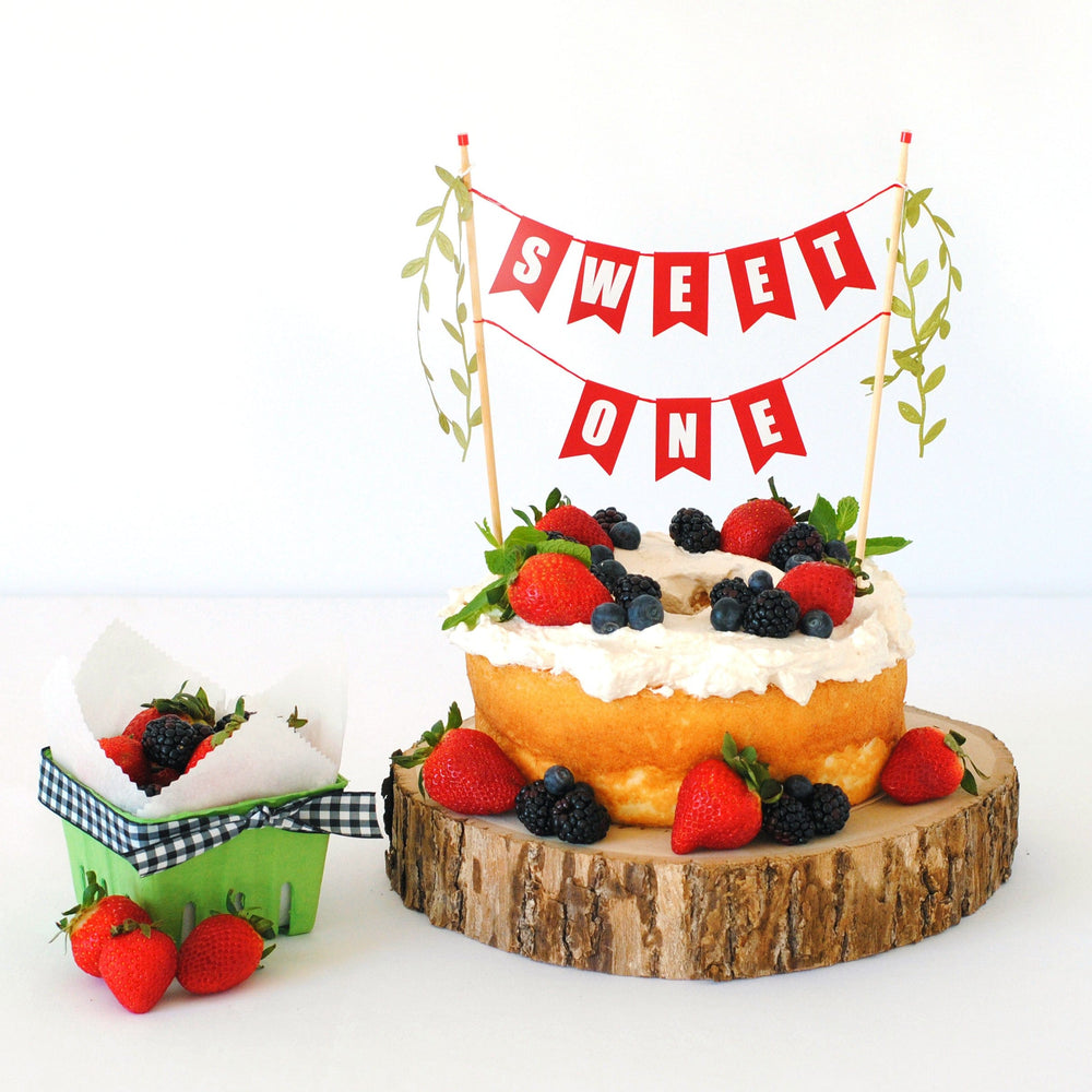 Berry Theme SWEET ONE birthday cake topper | made by Avalon Sunshine