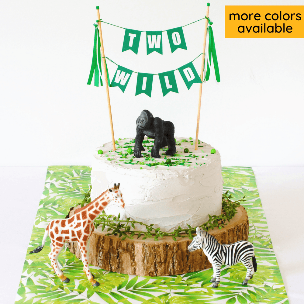 TWO WILD birthday cake topper with toy animals on the cake | personalized cake toppers by Avalon Sunshine