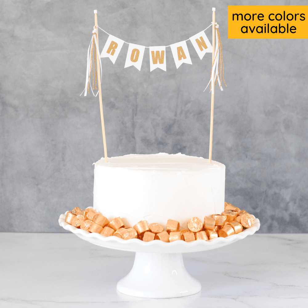 Name Cake Topper (White & Gold) | by Avalon Sunshine name-cake-topper-white-gold-by-avalon-sunshine