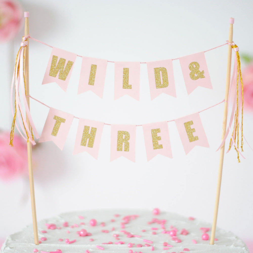 
                  
                    Girls 3rd birthday cake topper with theme WILD & THREE | personalized cake toppers by Avalon Sunshine
                  
                